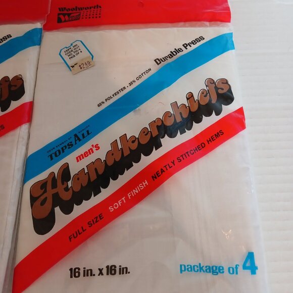 Vintage Woolworth Woolco Men's Handkerchiefs Bundle Cotton Blend 2 Packages of 4 - Picture 4 of 6